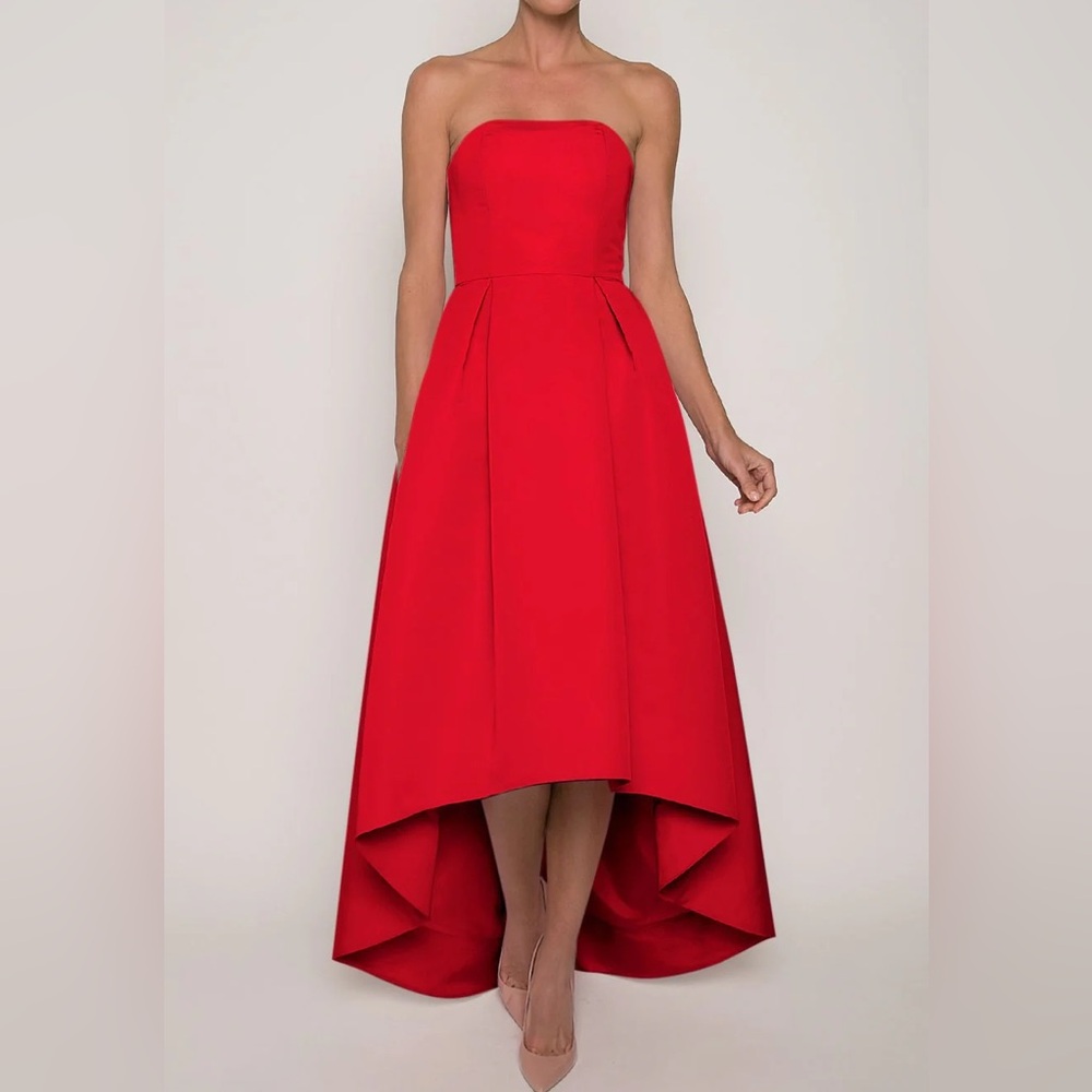 Alexia Maria red high low gown; strapless size 12 worn just once!